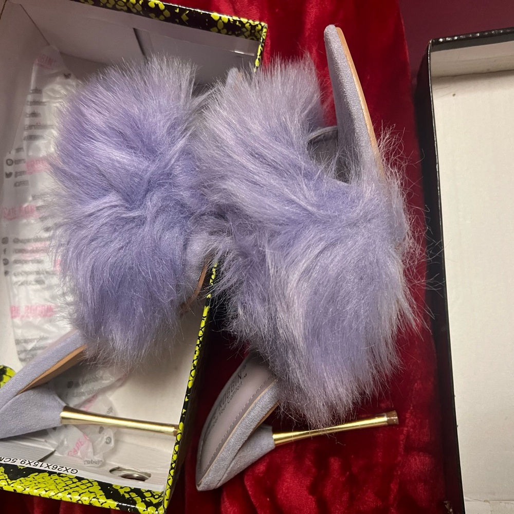 Cape Robbin Lavender Faux Fur Heels